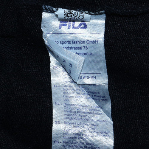 FILA Women Black Logo Tape Crew Neck Pullover Sweatshirt Size S