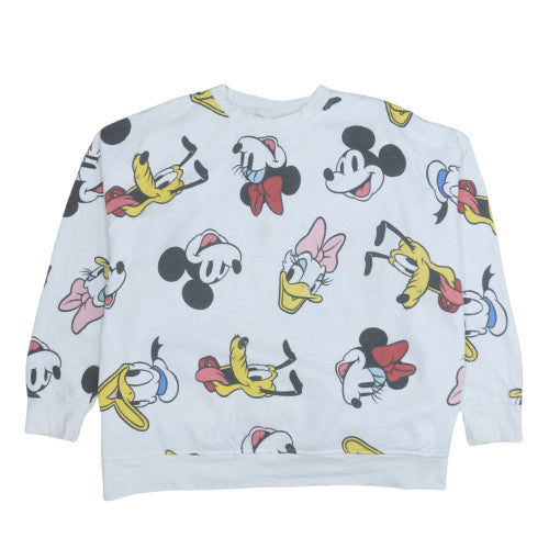 Disney Women's White Mickey & Friends Pullover Sweatshirt UK 22/24