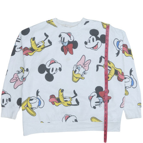 Disney Women's White Mickey & Friends Pullover Sweatshirt UK 22/24