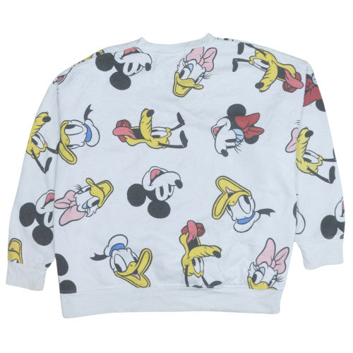 Disney Women's White Mickey & Friends Pullover Sweatshirt UK 22/24