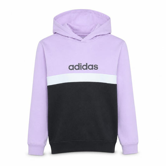 Adidas Girls Lilac and Black Colourblock Pullover Hoodie - Size 13-14 Years