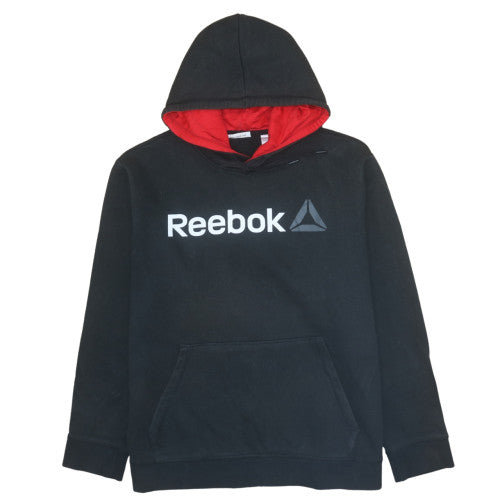 Reebok Mens Black XL Pullover Hoodie with Red Hood Lining