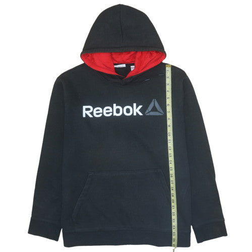 Reebok Mens Black XL Pullover Hoodie with Red Hood Lining