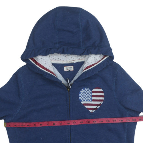 Hilfiger Denim Women's Blue Full Zip Hoodie with American Heart Print Size M