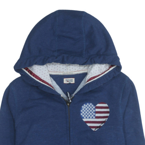 Hilfiger Denim Women's Blue Full Zip Hoodie with American Heart Print Size M