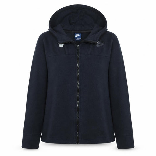 Front view of Nike Women Black Full Zip Hoodie Cotton Blend, size M