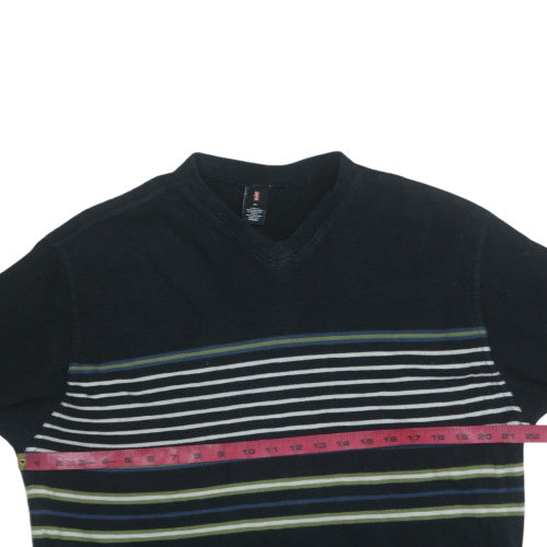 Levi's Men's Black Striped Long Sleeve Cotton T-Shirt Size M