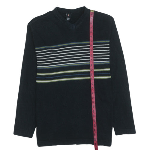 Levi's Men's Black Striped Long Sleeve Cotton T-Shirt Size M