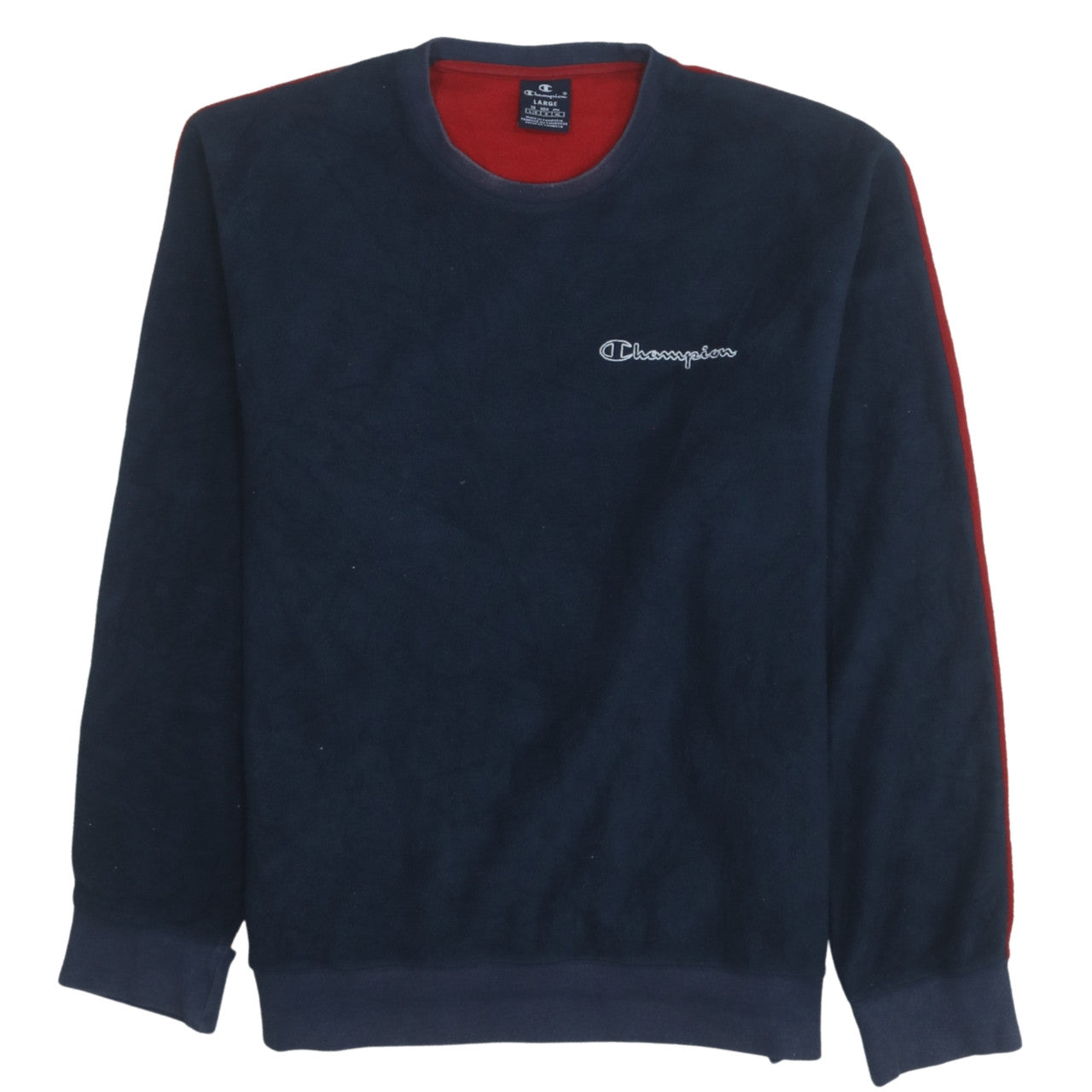 Champion Men’s Blue Red Fleece Pullover Sweatshirt Size L