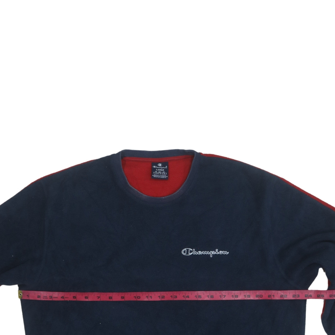 Champion Men’s Blue Red Fleece Pullover Sweatshirt Size L