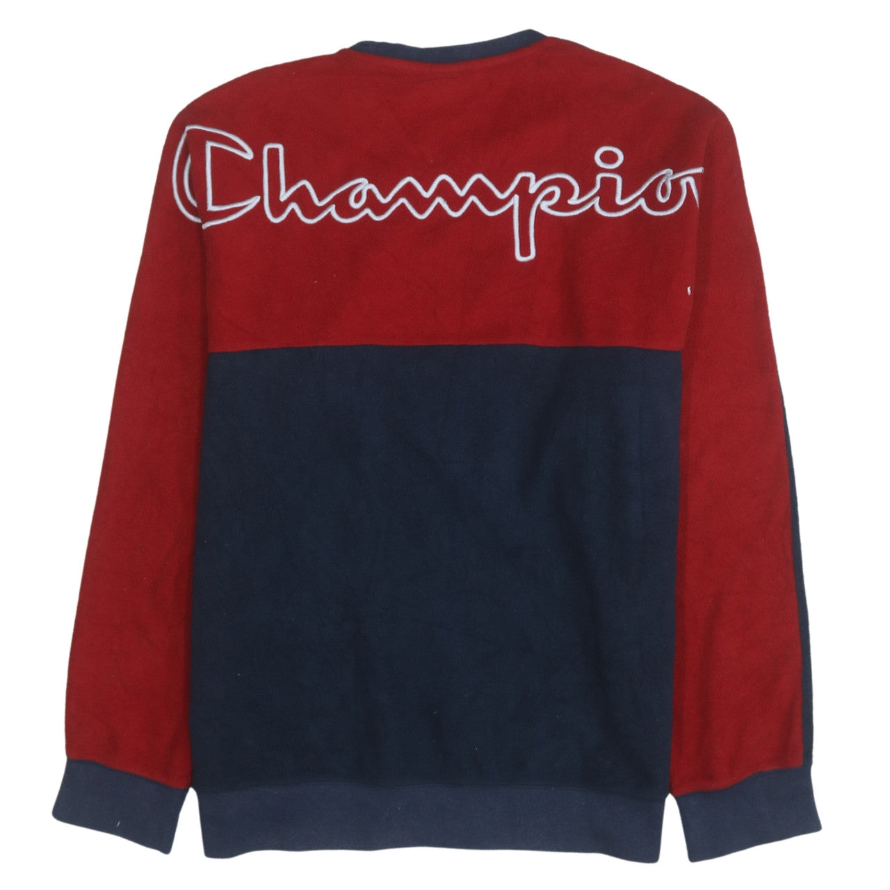 Champion Men’s Blue Red Fleece Pullover Sweatshirt Size L