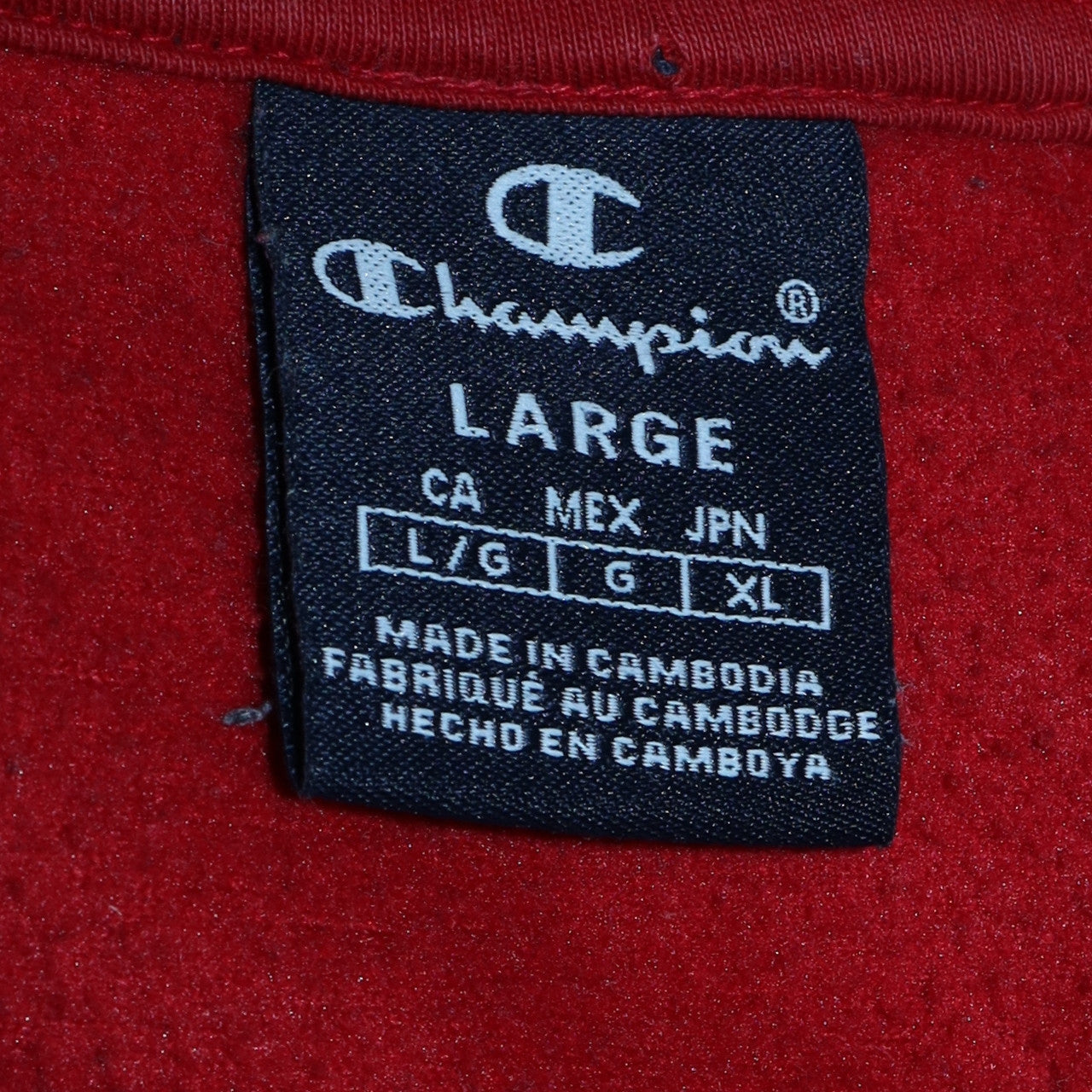 Champion Men’s Blue Red Fleece Pullover Sweatshirt Size L