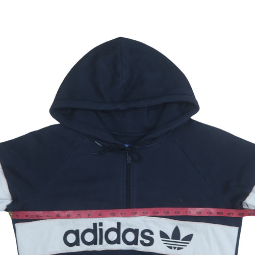 Adidas Womens Navy Blue 1/4 Zip Hoodie Size 10 Cotton Blend Casual