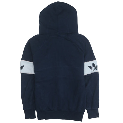 Adidas Womens Navy Blue 1/4 Zip Hoodie Size 10 Cotton Blend Casual