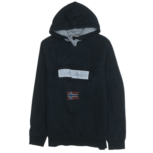 Napapijri Men Black Pullover Hoodie M Outdoor Cotton Blend