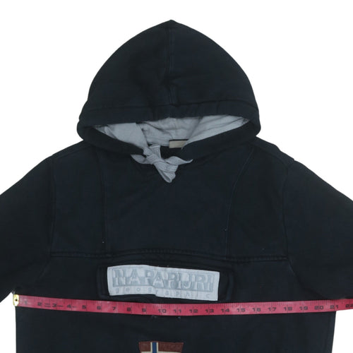 Napapijri Men Black Pullover Hoodie M Outdoor Cotton Blend
