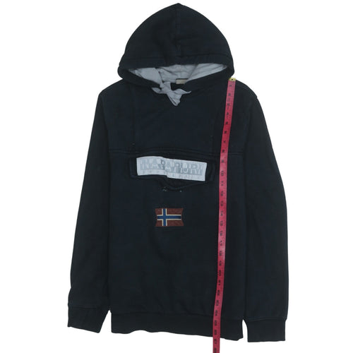 Napapijri Men Black Pullover Hoodie M Outdoor Cotton Blend