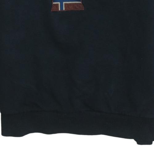 Napapijri Men Black Pullover Hoodie M Outdoor Cotton Blend