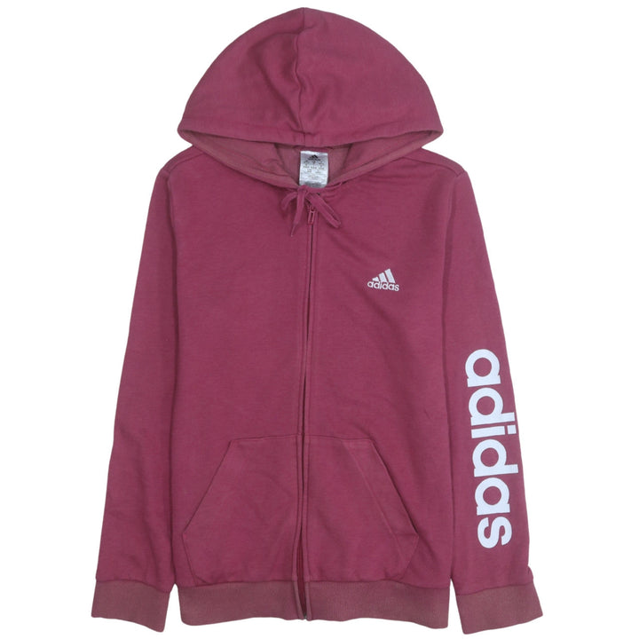 Adidas Women's Burgundy Full Zip Hoodie Size M 12-14 Casual Sportswear