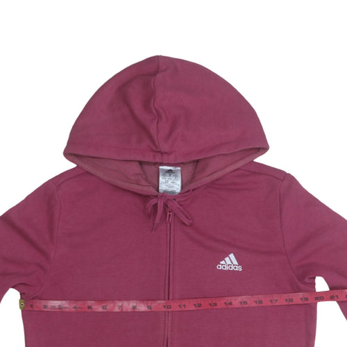 Adidas Women's Burgundy Full Zip Hoodie Size M 12-14 Casual Sportswear