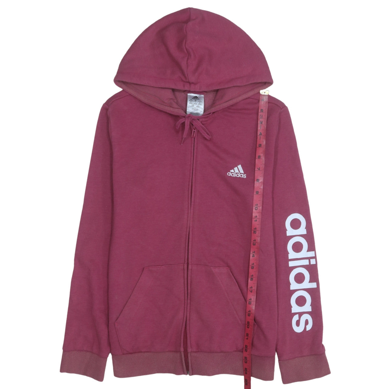 Adidas Women's Burgundy Full Zip Hoodie Size M 12-14 Casual Sportswear