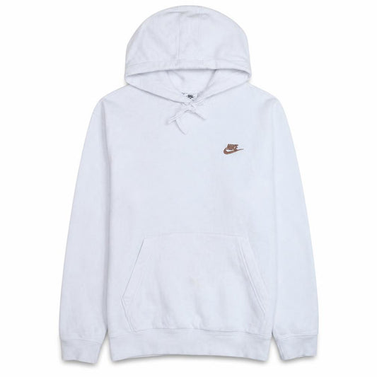 Front view of Nike Men’s White Pullover Hoodie S Fleece Sportswear Regular Fit