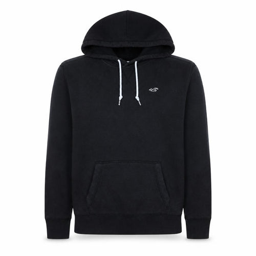 Hollister Men's Black Pullover Hoodie Small Fleece Logo Sweatshirt