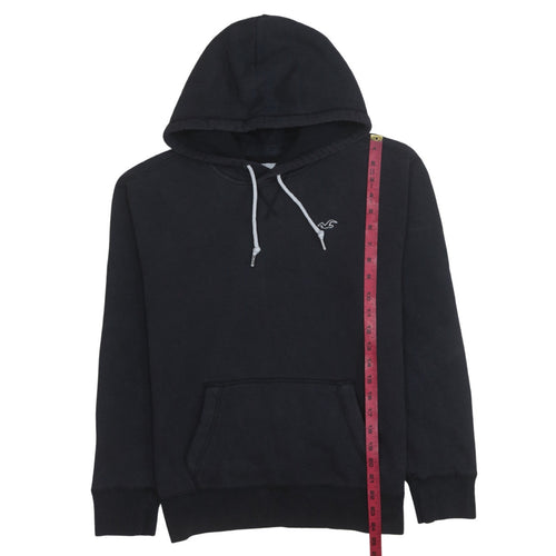 Hollister Men's Black Pullover Hoodie Small Fleece Logo Sweatshirt