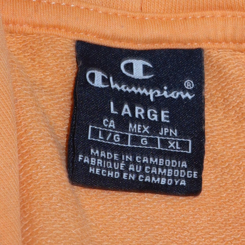 Champion Men's Beige Pullover Hoodie Large Cotton Blend
