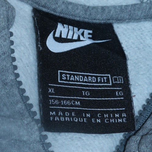 Nike Boys Grey Full Zip Hoodie XL 156-166cm Standard Fit Fleece