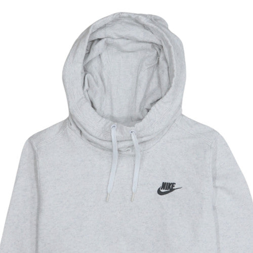 Nike Women’s Grey Pullover Hoodie L Drawstring Fleece Sweatshirt
