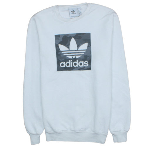 Adidas Men's White Crew Neck Logo Pullover Sweatshirt M