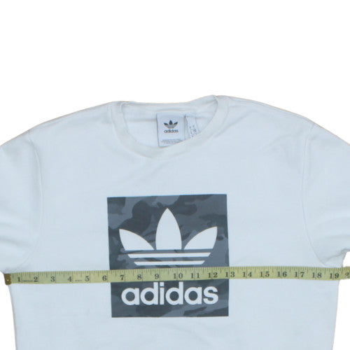 Adidas Men's White Crew Neck Logo Pullover Sweatshirt M