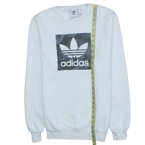 Adidas Men's White Crew Neck Logo Pullover Sweatshirt M