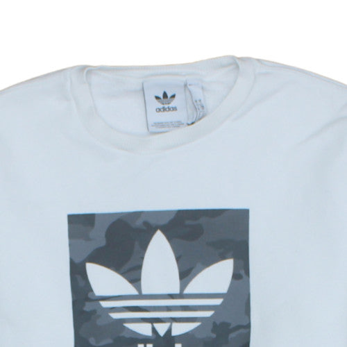 Adidas Men's White Crew Neck Logo Pullover Sweatshirt M