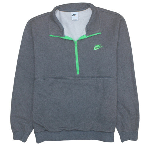 Nike Men's Grey 1/2 Zip Fleece Sweatshirt L Sportswear