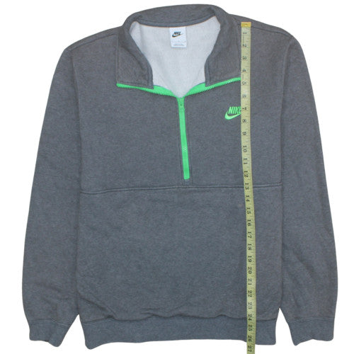 Nike Men's Grey 1/2 Zip Fleece Sweatshirt L Sportswear