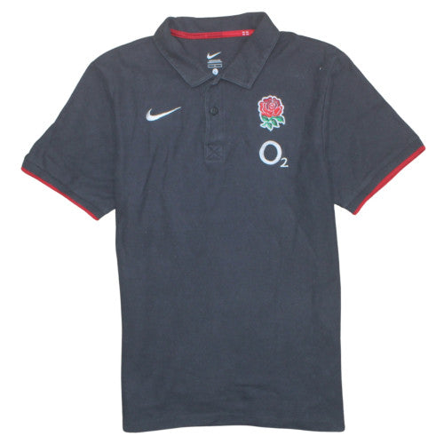 Nike England Rugby O2 Black Polo Shirt Men L Cotton Embroidered Crest