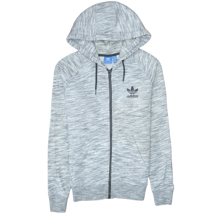 Adidas Women Grey Full Zip Hoodie Size 10 Regular Fit