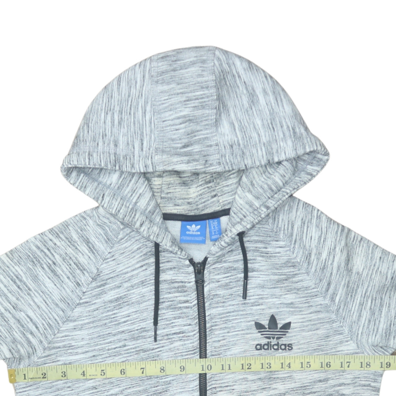 Adidas Women Grey Full Zip Hoodie Size 10 Regular Fit