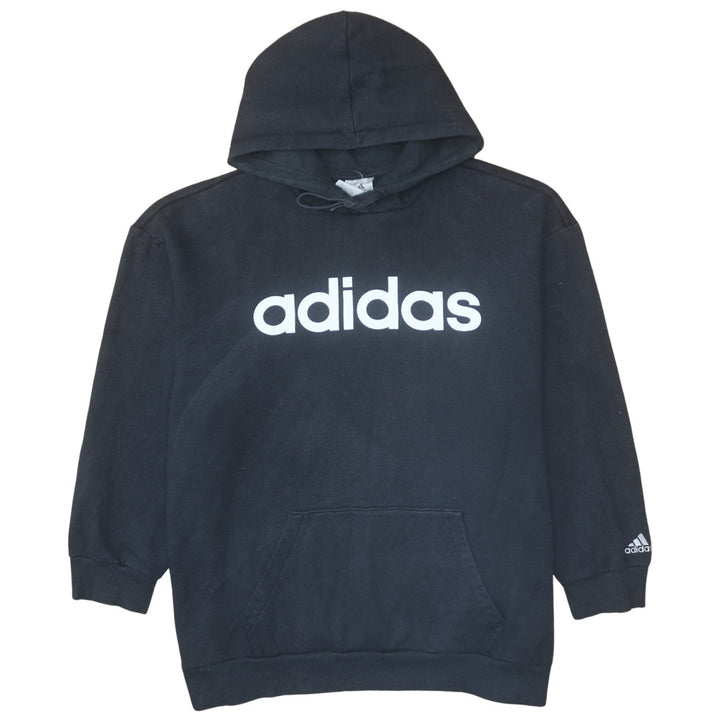 Adidas Womens Black 2XL Pullover Hoodie with Logo Print