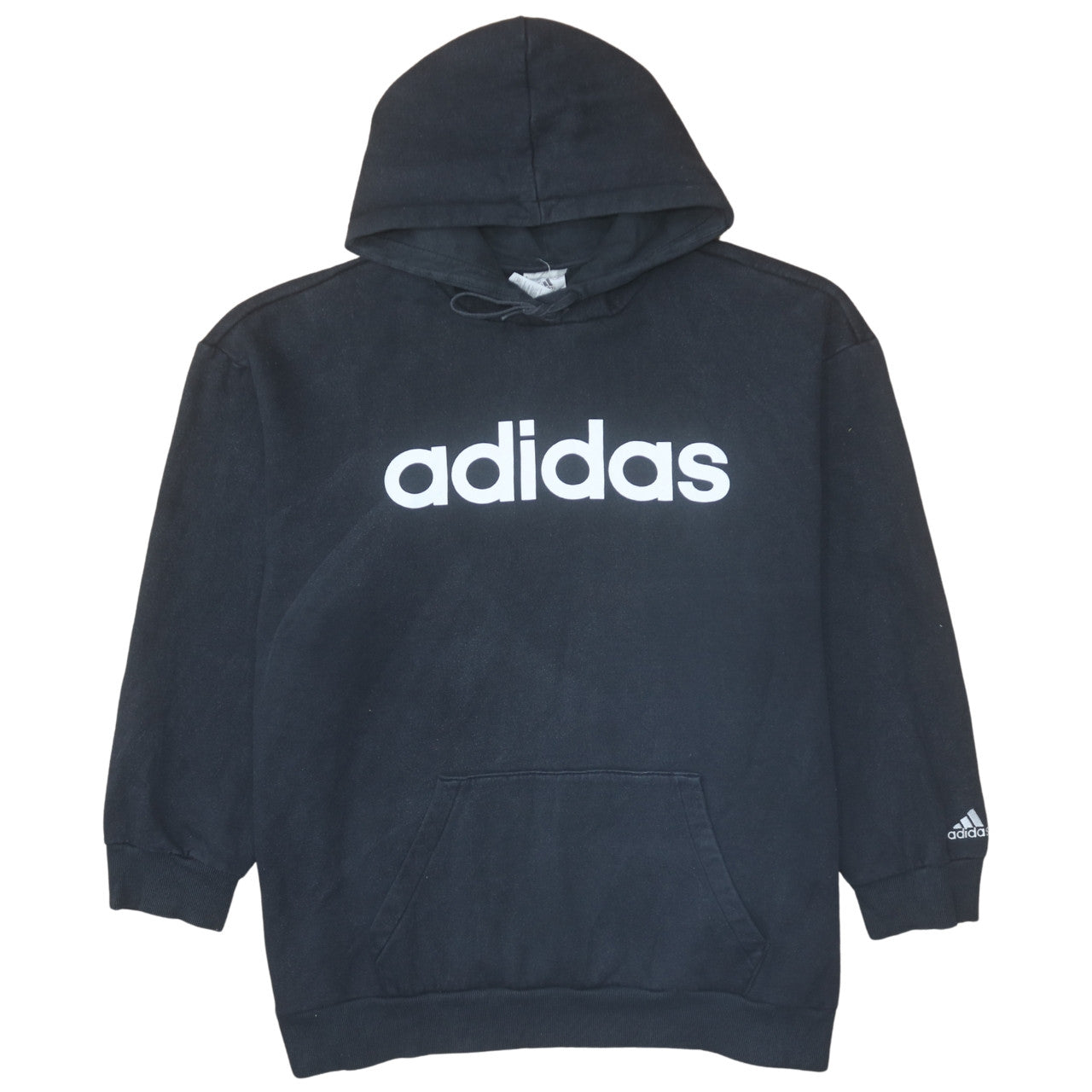 Adidas Womens Black 2XL Pullover Hoodie with Logo Print