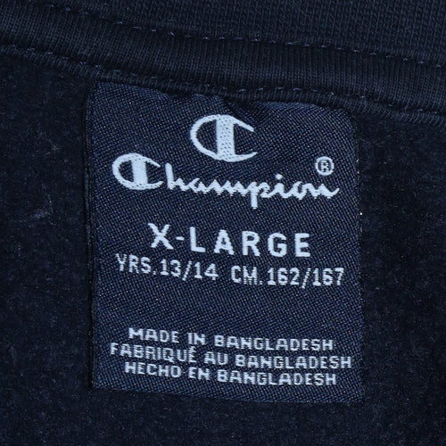 Champion Boys Black XL 13-14 Years Crew Neck Logo Sweatshirt