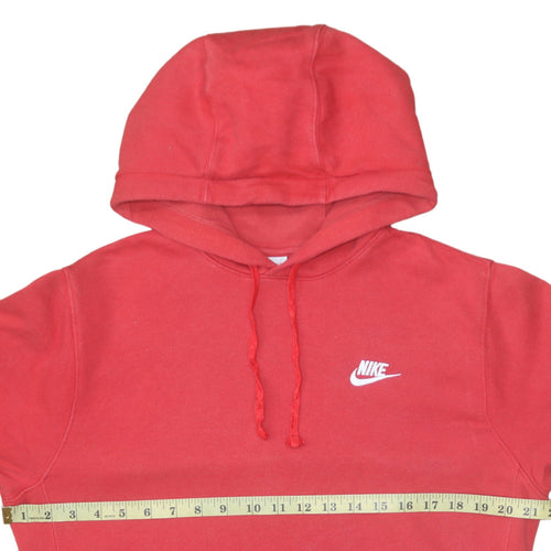 Nike Men’s Red Pullover Hoodie Small Logo Fleece Sweatshirt