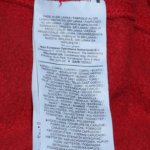 Nike Men’s Red Pullover Hoodie Small Logo Fleece Sweatshirt