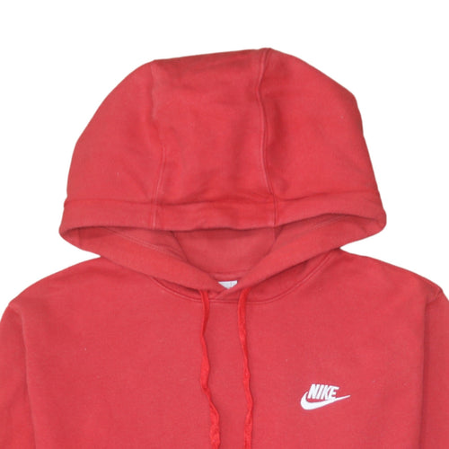 Nike Men’s Red Pullover Hoodie Small Logo Fleece Sweatshirt