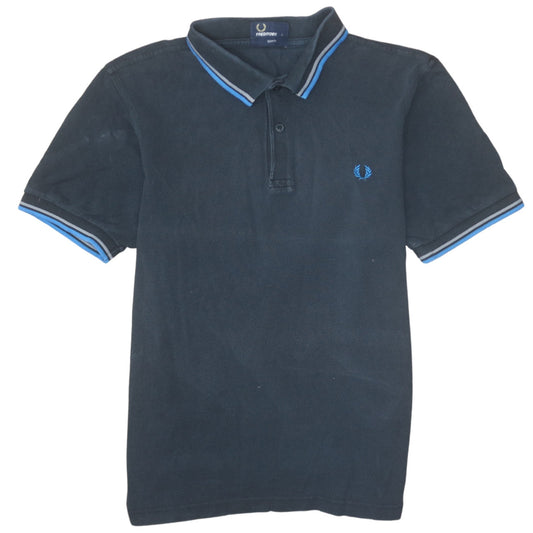 Fred Perry Men's Black Slim Fit Polo Shirt L Cotton Laurel Logo