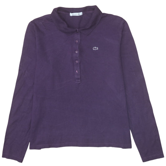 Lacoste Women's Purple Long Sleeve Collared Polo Shirt Size 16