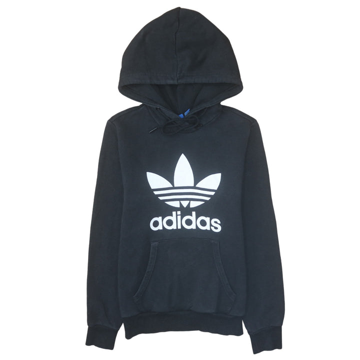 Adidas Women Black Pullover Hoodie Size 10 Logo Hooded Sweatshirt