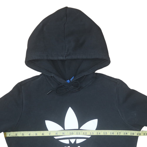 Adidas Women Black Pullover Hoodie Size 10 Logo Hooded Sweatshirt